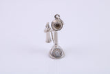 Vintage Phone Charm, Traditional Charm, Made from Solid Cast Silver, Complete with Attachment Link
