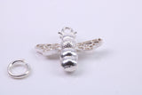 Bumble Bee Charm, Traditional Charm, Made from Solid 925 Grade Sterling Silver, Complete with Attachment Link