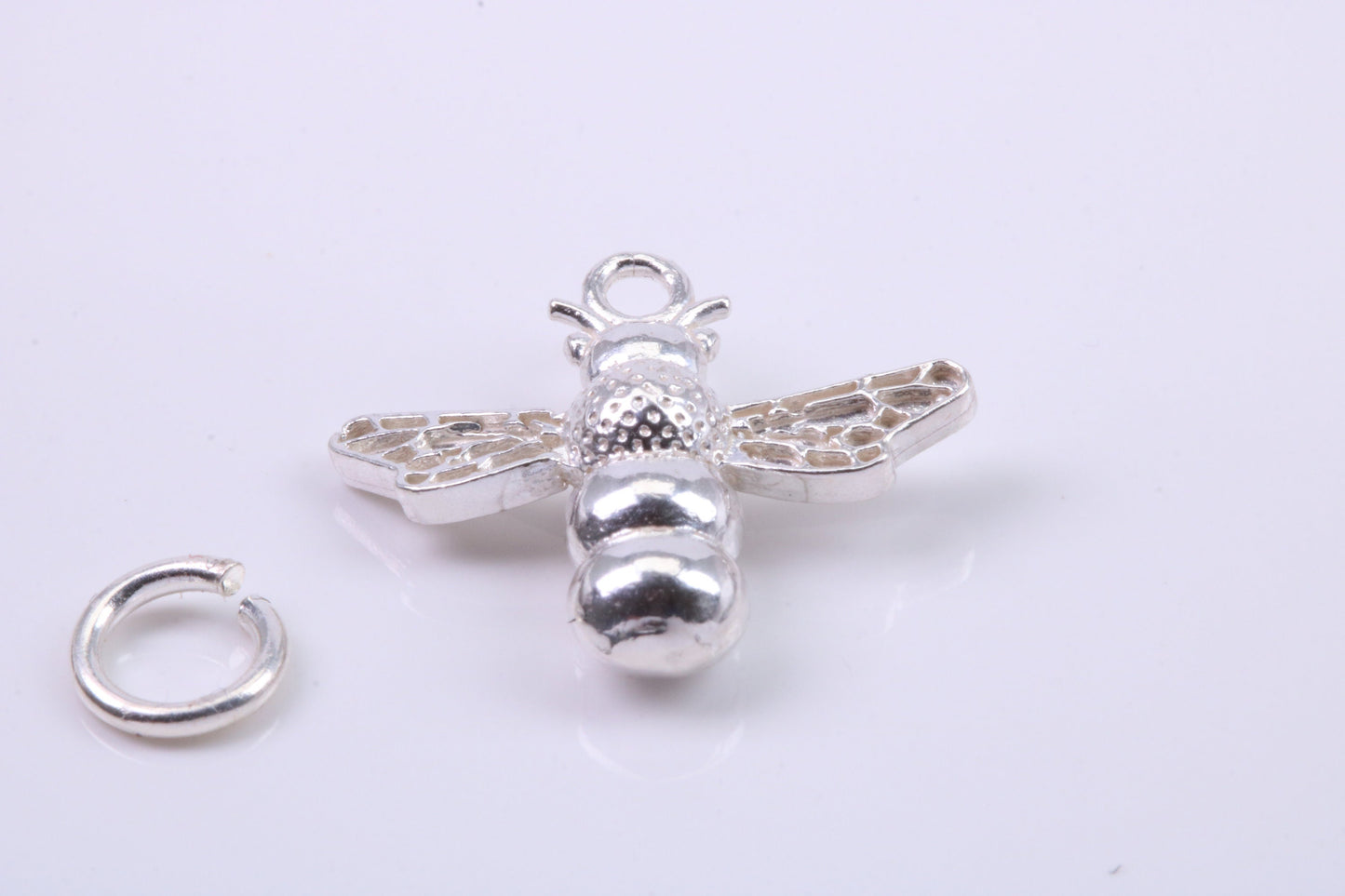 Bumble Bee Charm, Traditional Charm, Made from Solid 925 Grade Sterling Silver, Complete with Attachment Link