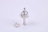 Ballerina Charm, Traditional Charm, Made from Solid Cast 925 Grade Sterling Silver, Complete with Attachment Link