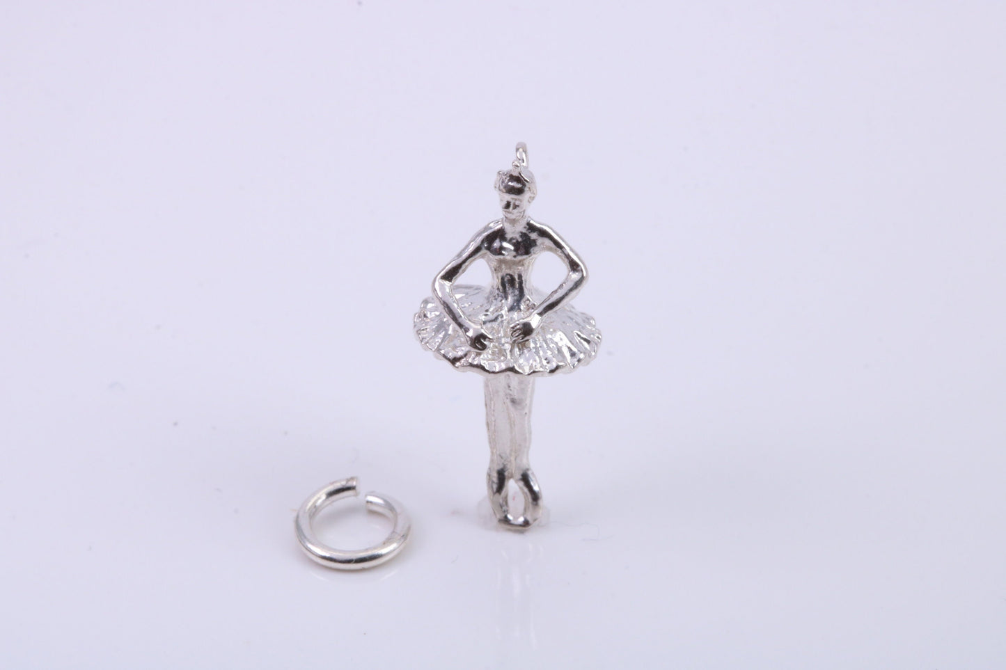 Ballerina Charm, Traditional Charm, Made from Solid 925 Grade Sterling Silver, Complete with Attachment Link