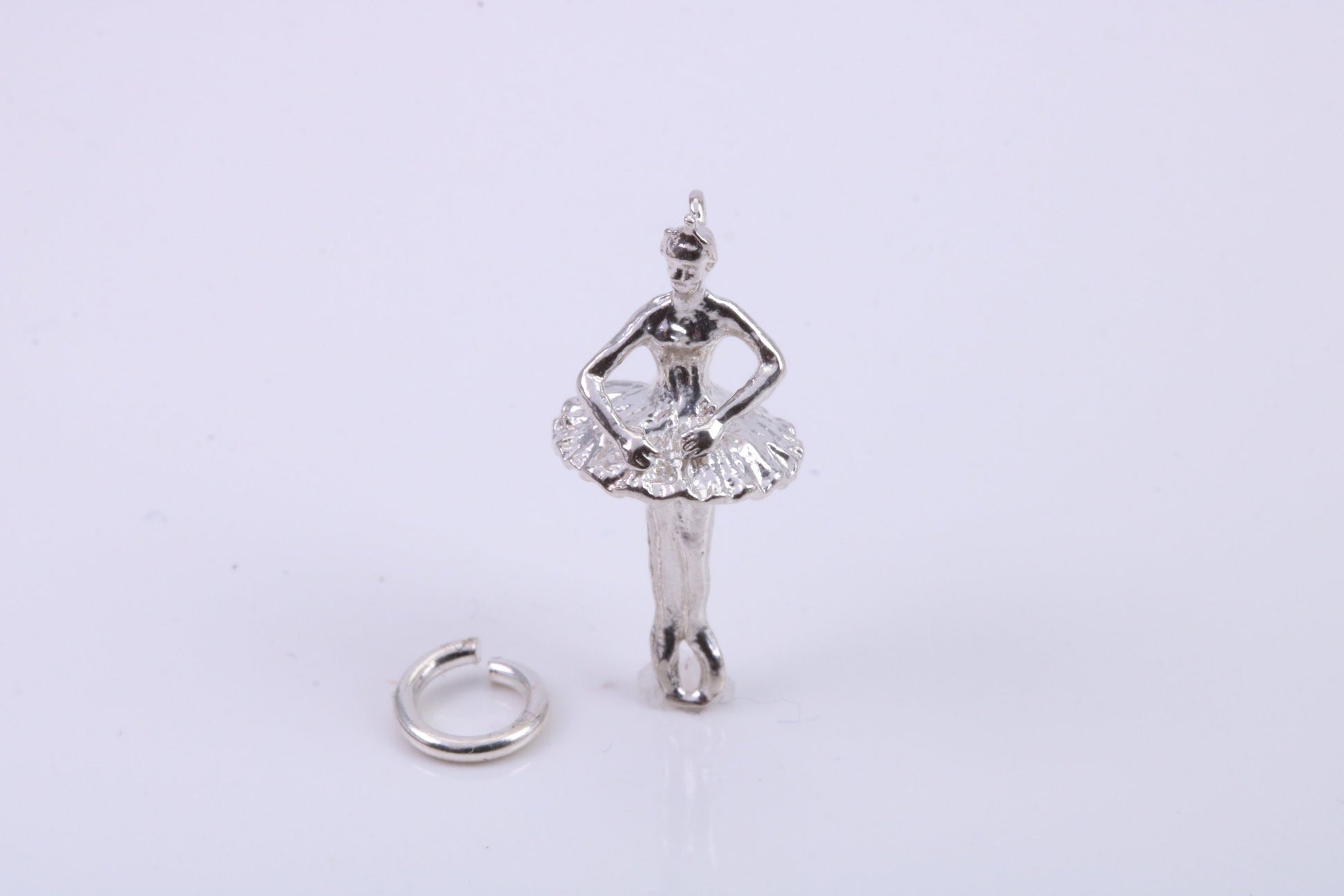 Ballerina Charm, Traditional Charm, Made from Solid 925 Grade Sterling Silver, Complete with Attachment Link