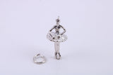Ballerina Charm, Traditional Charm, Made from Solid Cast 925 Grade Sterling Silver, Complete with Attachment Link