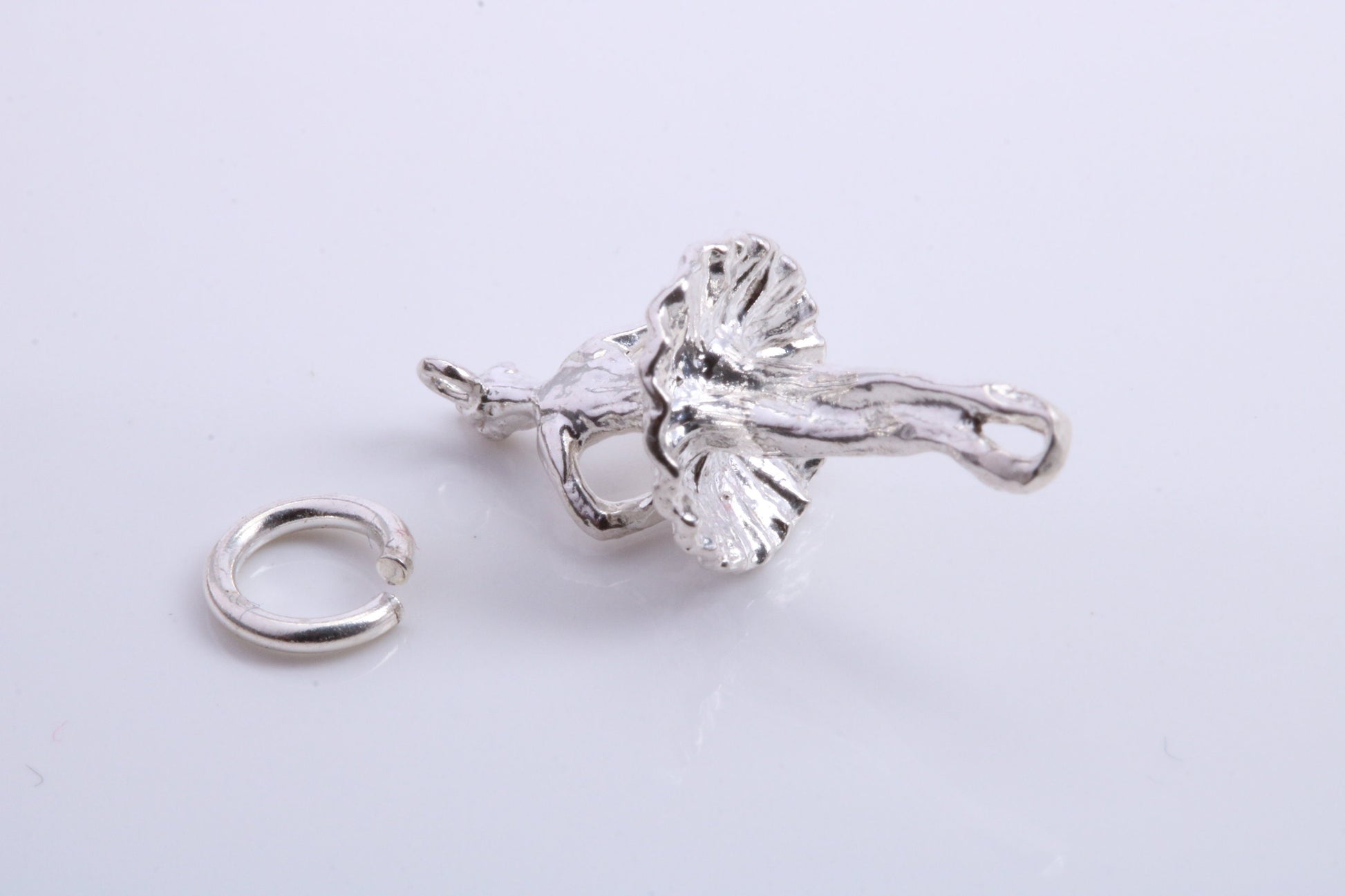 Ballerina Charm, Traditional Charm, Made from Solid 925 Grade Sterling Silver, Complete with Attachment Link
