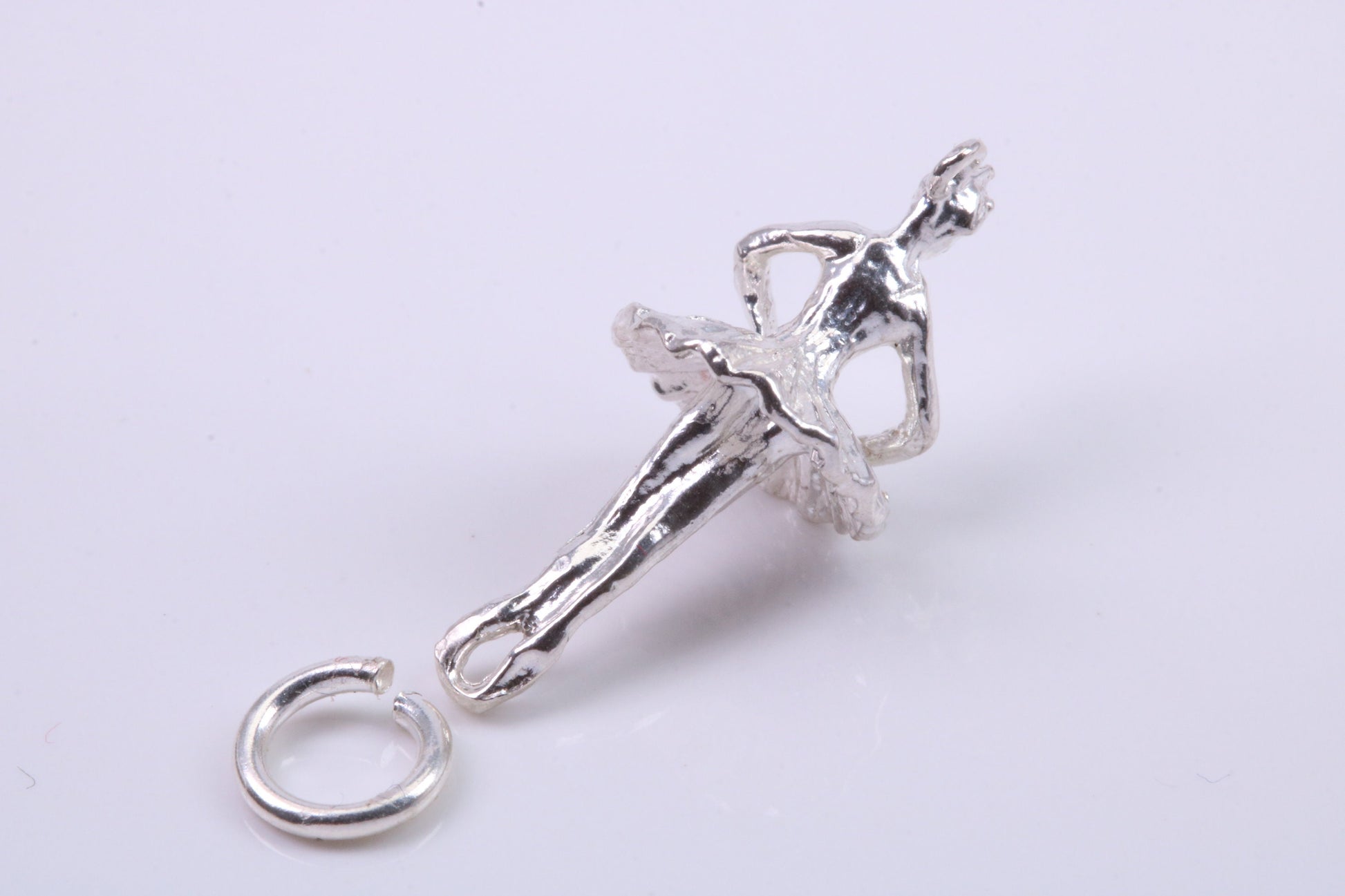Ballerina Charm, Traditional Charm, Made from Solid 925 Grade Sterling Silver, Complete with Attachment Link