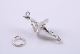 Ballerina Charm, Traditional Charm, Made from Solid Cast 925 Grade Sterling Silver, Complete with Attachment Link