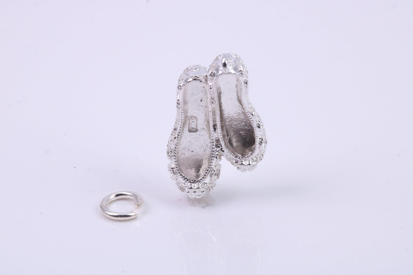 Ballerina Slippers Charm, Traditional Charm, Made from Solid 925 Grade Sterling Silver, Complete with Attachment Link