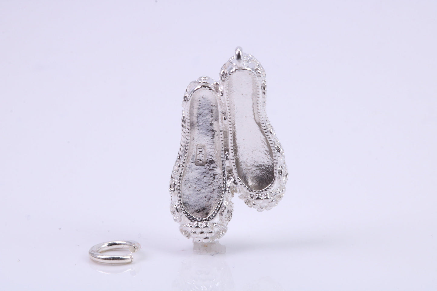 Ballerina Slippers Charm, Traditional Charm, Made from Solid 925 Grade Sterling Silver, Complete with Attachment Link