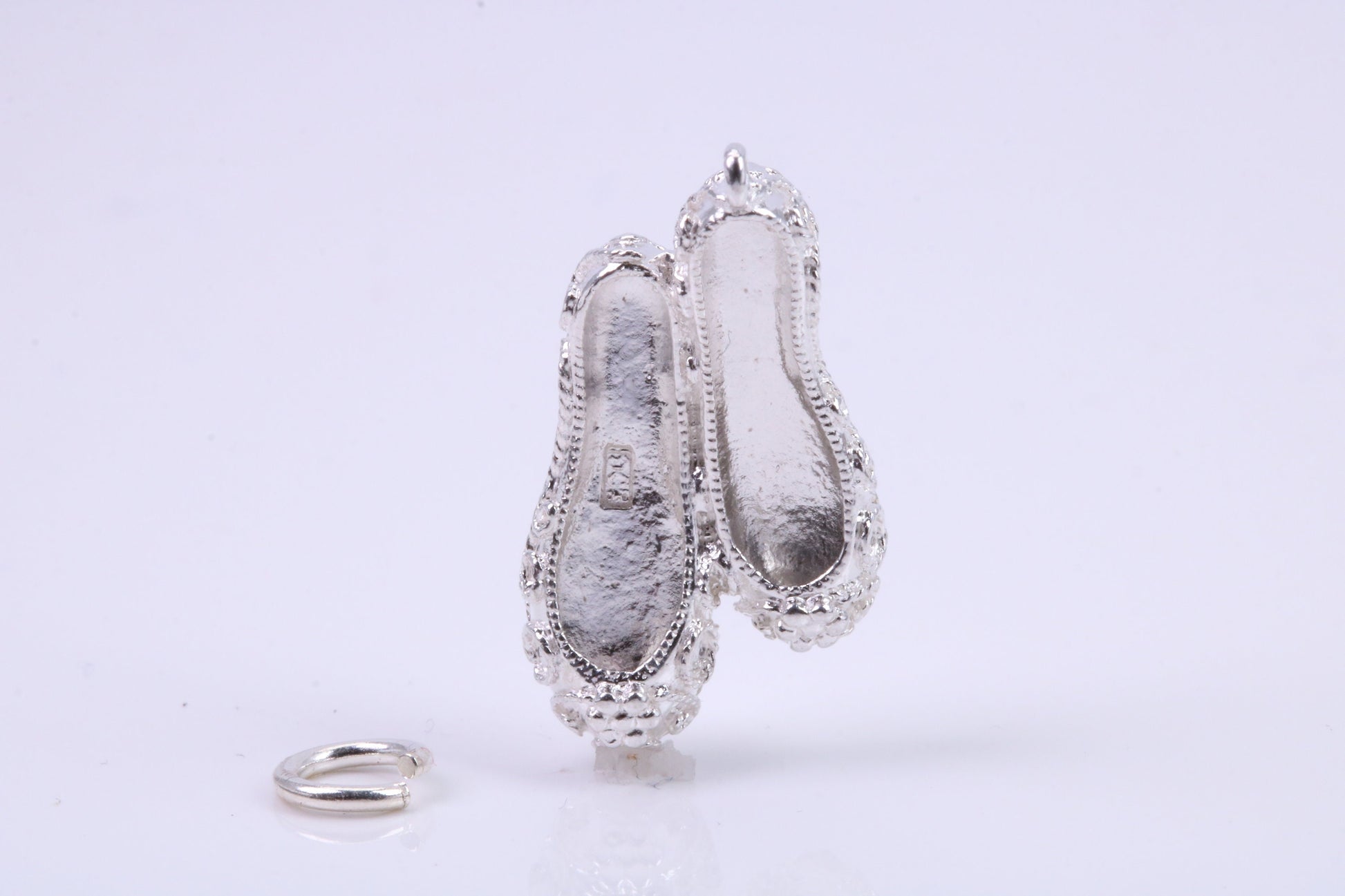Ballerina Slippers Charm, Traditional Charm, Made from Solid 925 Grade Sterling Silver, Complete with Attachment Link