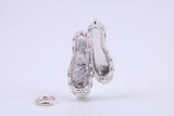 Ballerina Slippers Charm, Traditional Charm, Made from Solid Cast Silver, Complete with Attachment Link