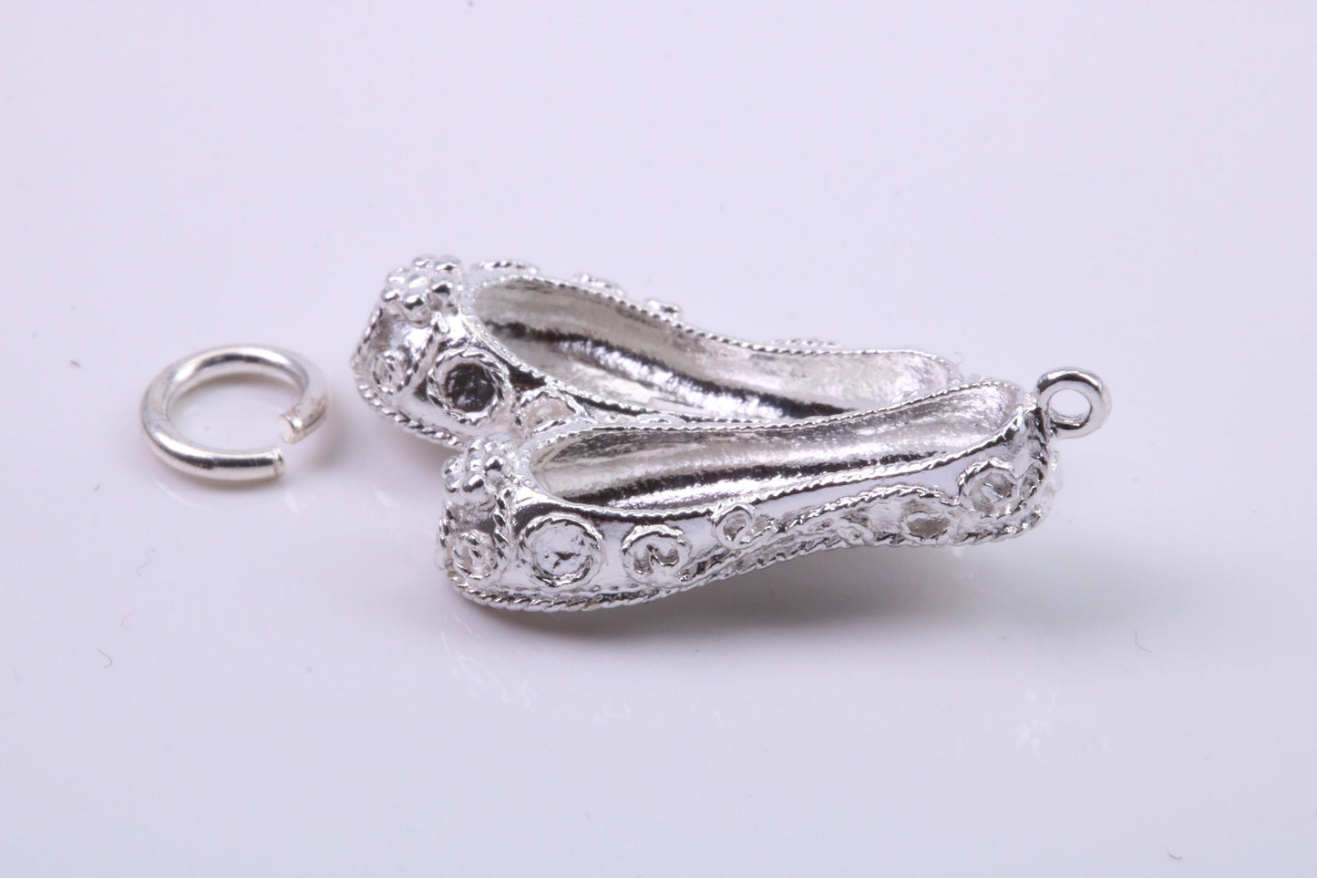 Ballerina Slippers Charm, Traditional Charm, Made from Solid 925 Grade Sterling Silver, Complete with Attachment Link