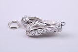 Ballerina Slippers Charm, Traditional Charm, Made from Solid Cast Silver, Complete with Attachment Link