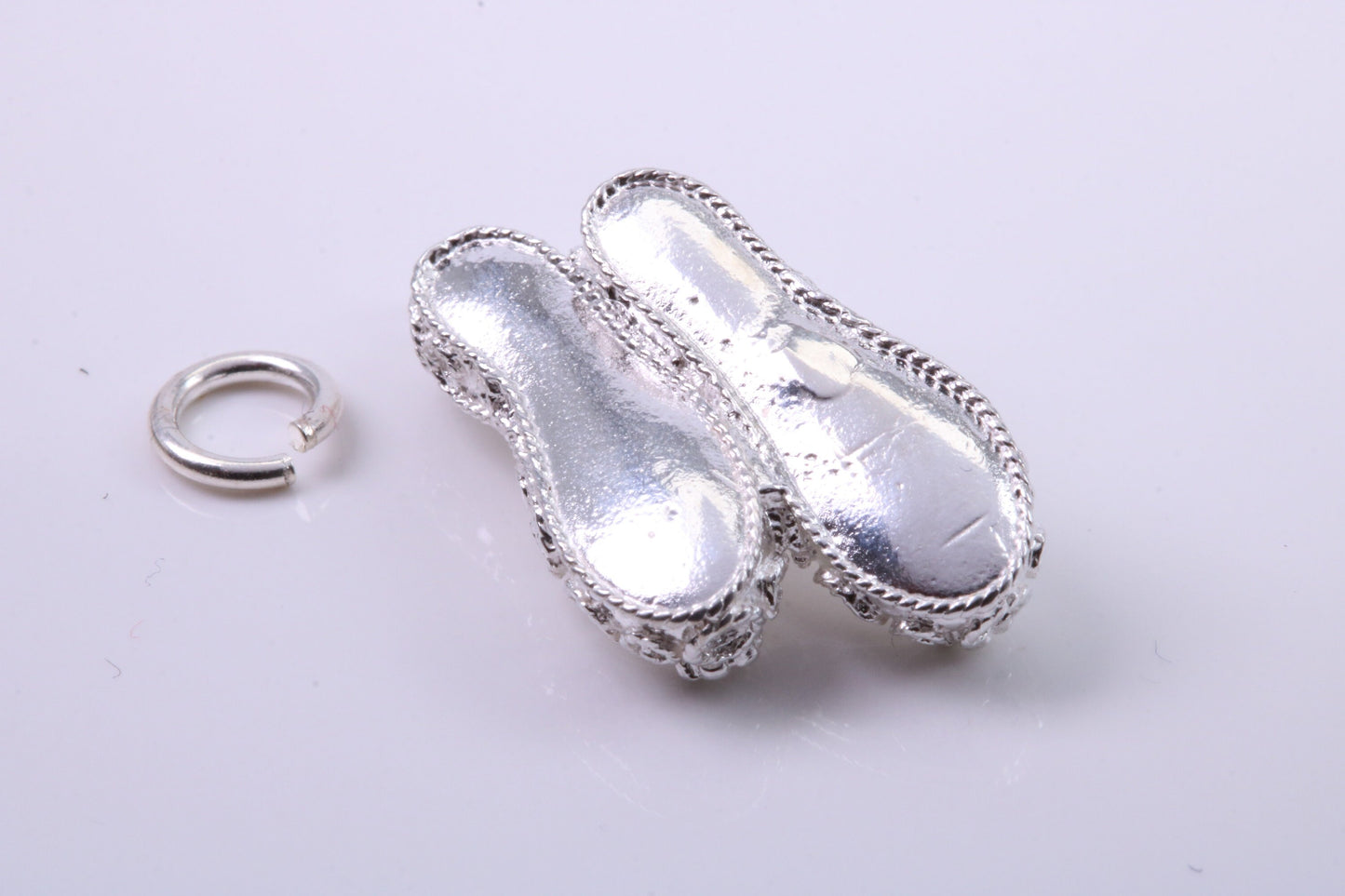 Ballerina Slippers Charm, Traditional Charm, Made from Solid 925 Grade Sterling Silver, Complete with Attachment Link
