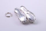 Ballerina Slippers Charm, Traditional Charm, Made from Solid Cast Silver, Complete with Attachment Link
