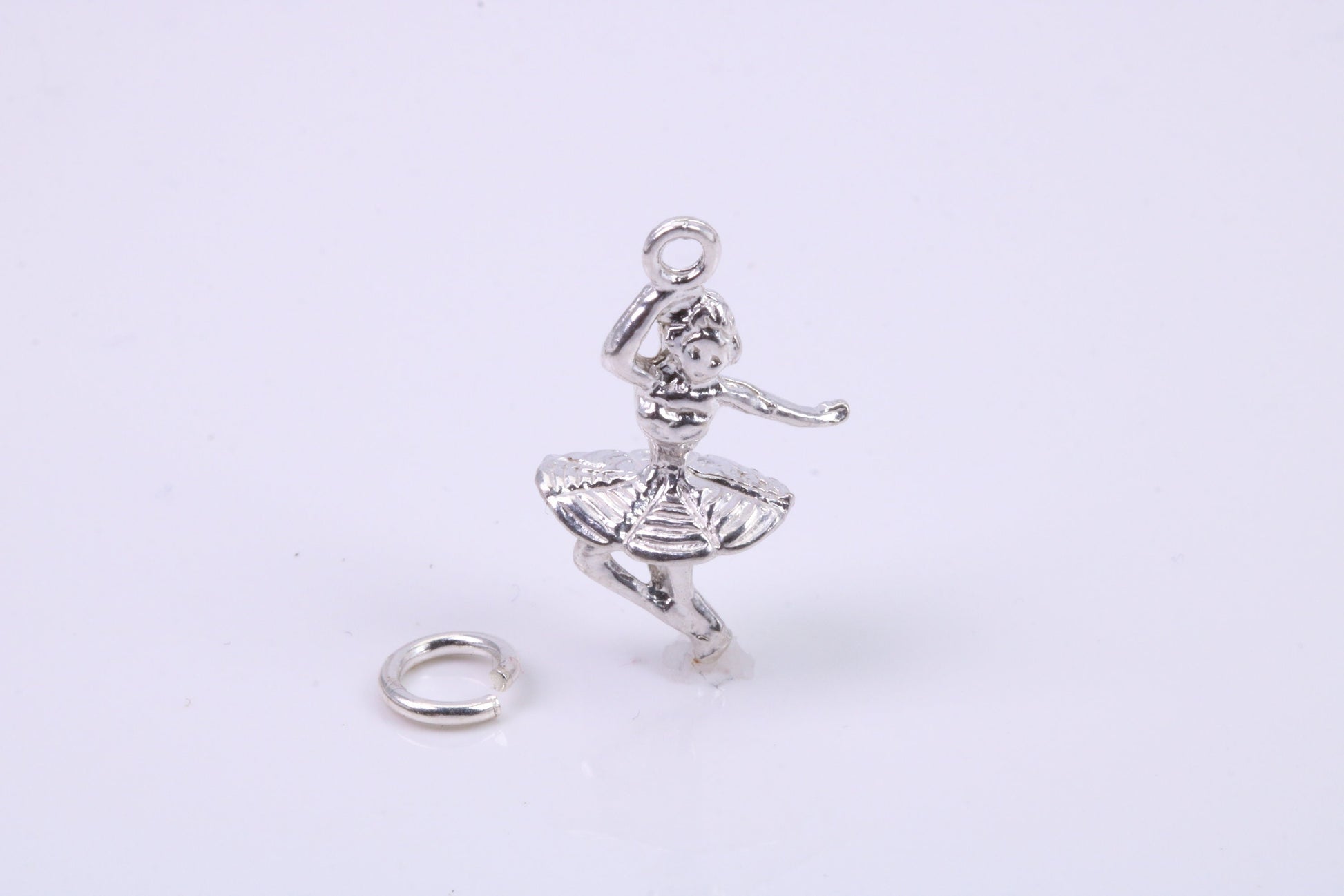 Ballerina Charm, Traditional Charm, Made from Solid 925 Grade Sterling Silver, Complete with Attachment Link