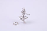Ballerina Charm, Traditional Charm, Made from Solid 925 Grade Sterling Silver, Complete with Attachment Link