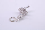Ballerina Charm, Traditional Charm, Made from Solid 925 Grade Sterling Silver, Complete with Attachment Link