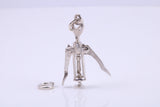 Wine Bottle Opener Charm, Traditional Charm, Made from Solid 925 Grade Sterling Silver, Complete with Attachment Link