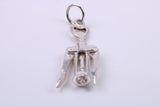 Wine Bottle Opener Charm, Traditional Charm, Made from Solid 925 Grade Sterling Silver, Complete with Attachment Link