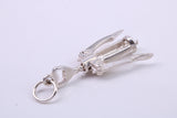 Wine Bottle Opener Charm, Traditional Charm, Made from Solid 925 Grade Sterling Silver, Complete with Attachment Link