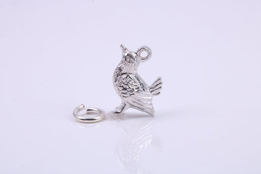 Game Bird Charm, Traditional Charm, Made from Solid 925 Grade Sterling Silver, Complete with Attachment Link