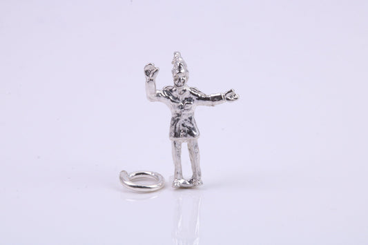 Traffic Officer Charm, Traditional Charm, Made from Solid 925 Grade Sterling Silver, Complete with Attachment Link