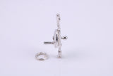 Hand Drill Charm, Traditional Charm, Made from Solid 925 Grade Sterling Silver, Complete with Attachment Link