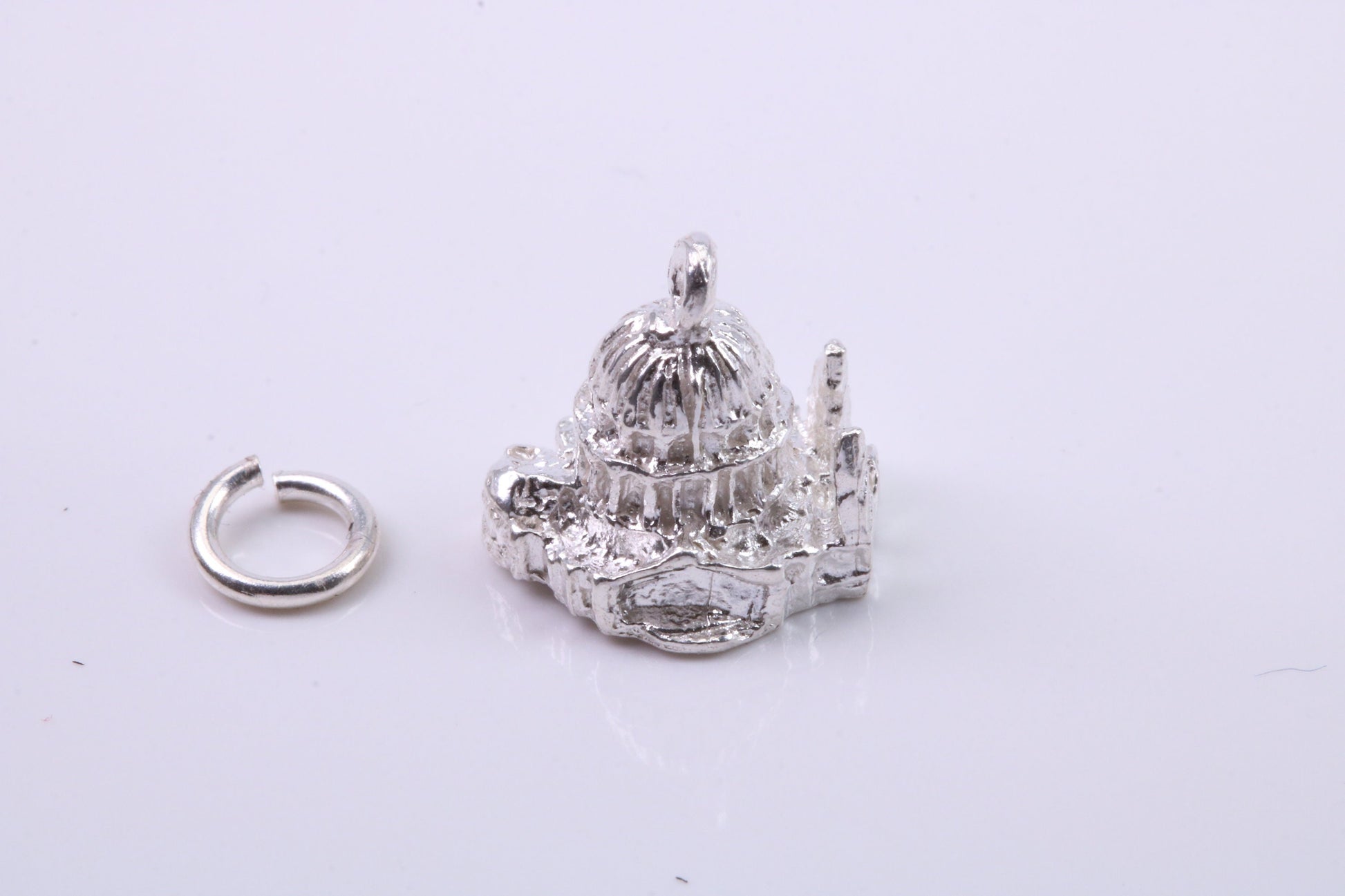 Domed Cathedral Charm, Traditional Charm, Made from Solid 925 Grade Sterling Silver, Complete with Attachment Link