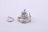 Domed Cathedral Charm, Traditional Charm, Made from Solid 925 Grade Sterling Silver, Complete with Attachment Link