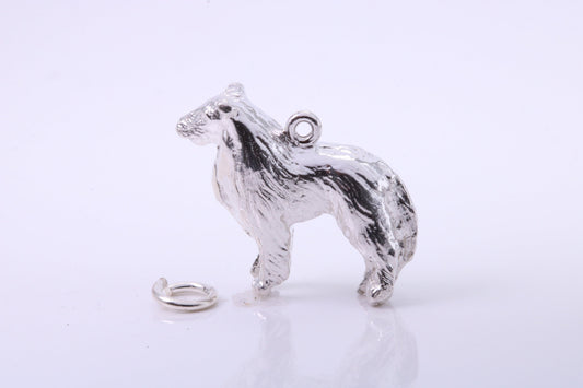 Collie Dog Charm, Traditional Charm, Made from Solid 925 Grade Sterling Silver, Complete with Attachment Link