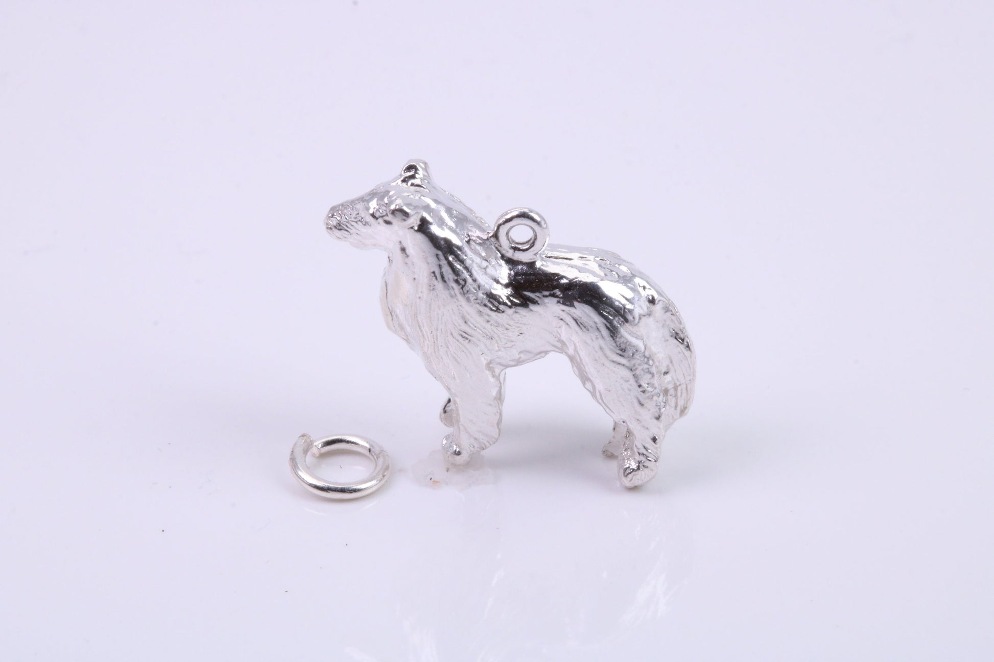 Collie Dog Charm, Traditional Charm, Made from Solid 925 Grade Sterling Silver, Complete with Attachment Link