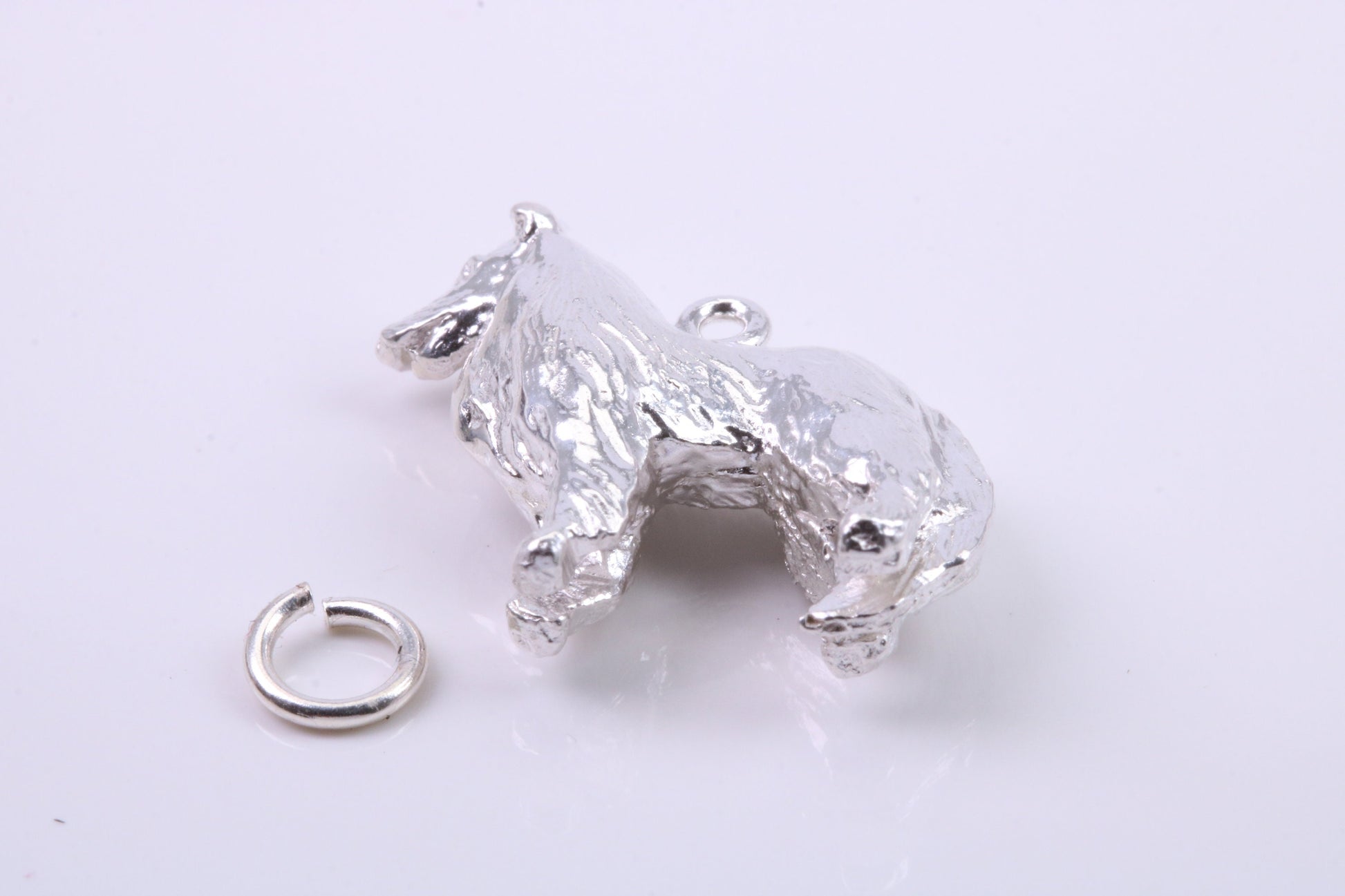 Collie Dog Charm, Traditional Charm, Made from Solid 925 Grade Sterling Silver, Complete with Attachment Link