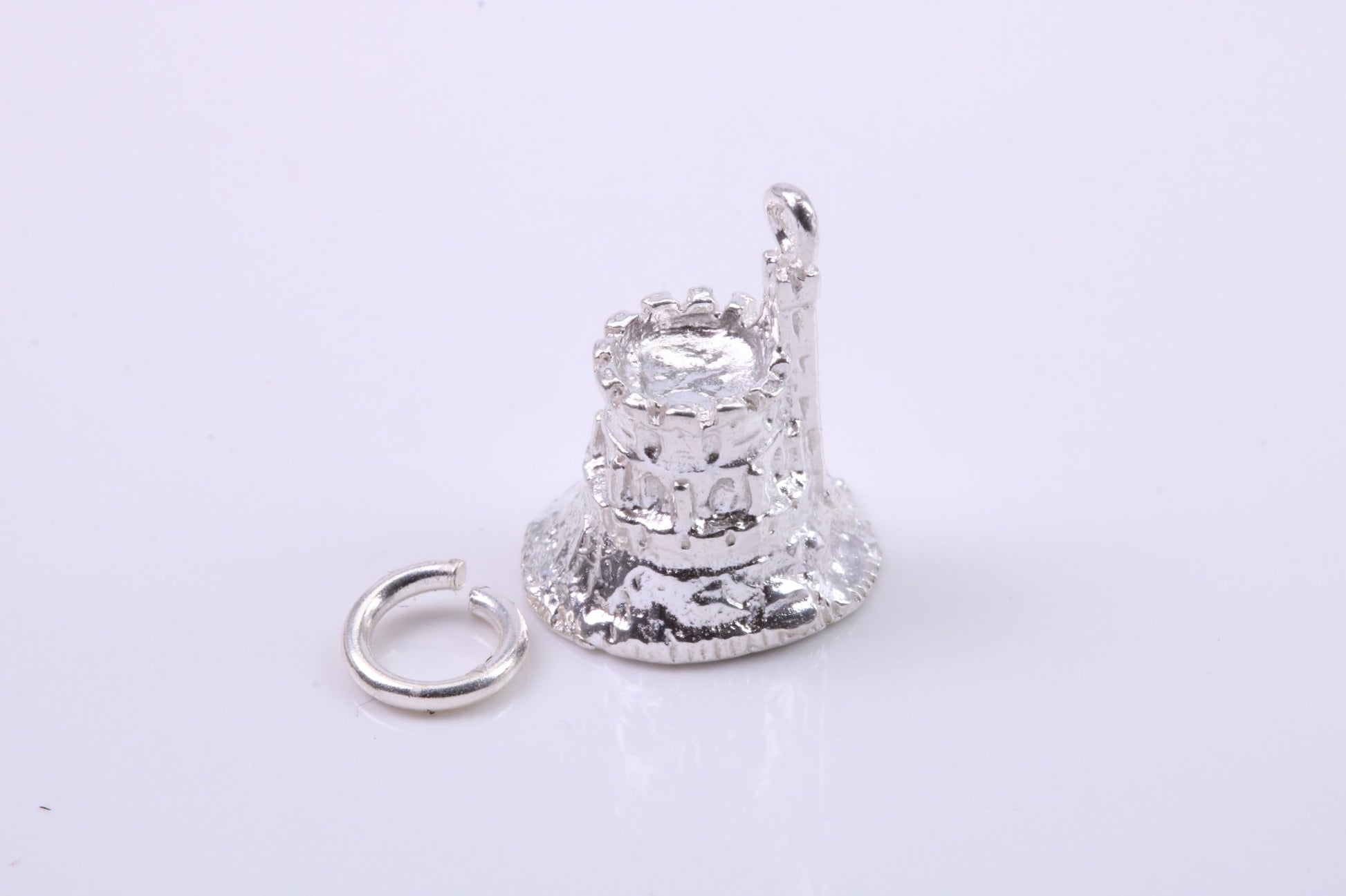 Moat Charm, Traditional Charm, Made from Solid 925 Grade Sterling Silver, Complete with Attachment Link