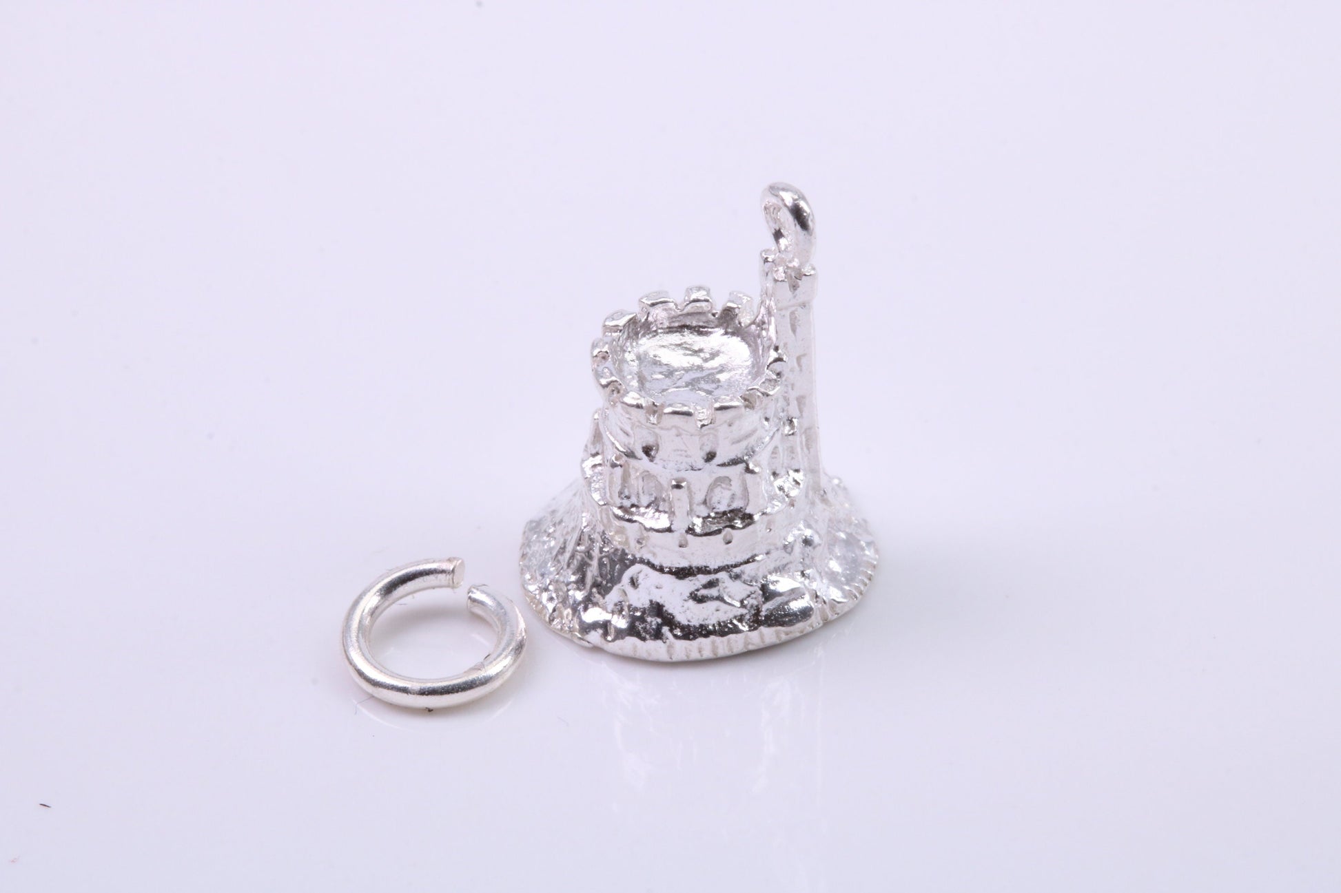 Moat Charm, Traditional Charm, Made from Solid 925 Grade Sterling Silver, Complete with Attachment Link