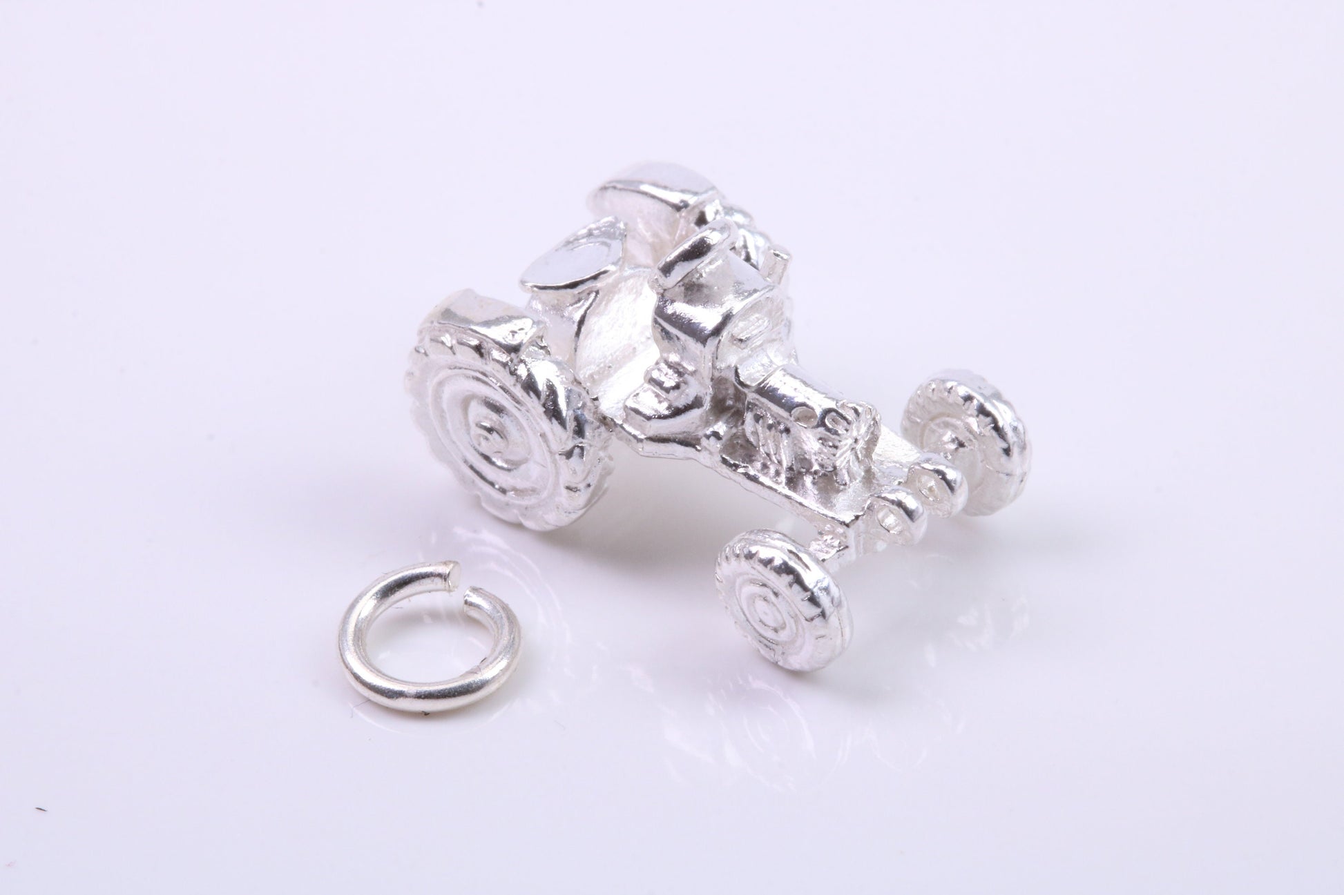 Farm Tractor Charm, Traditional Charm, Made from Solid 925 Grade Sterling Silver, Complete with Attachment Link