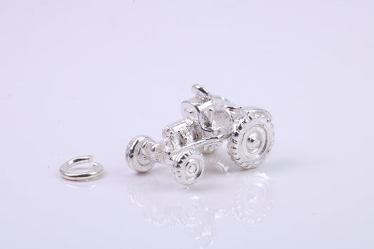 Farm Tractor Charm, Traditional Charm, Made from Solid 925 Grade Sterling Silver, Complete with Attachment Link