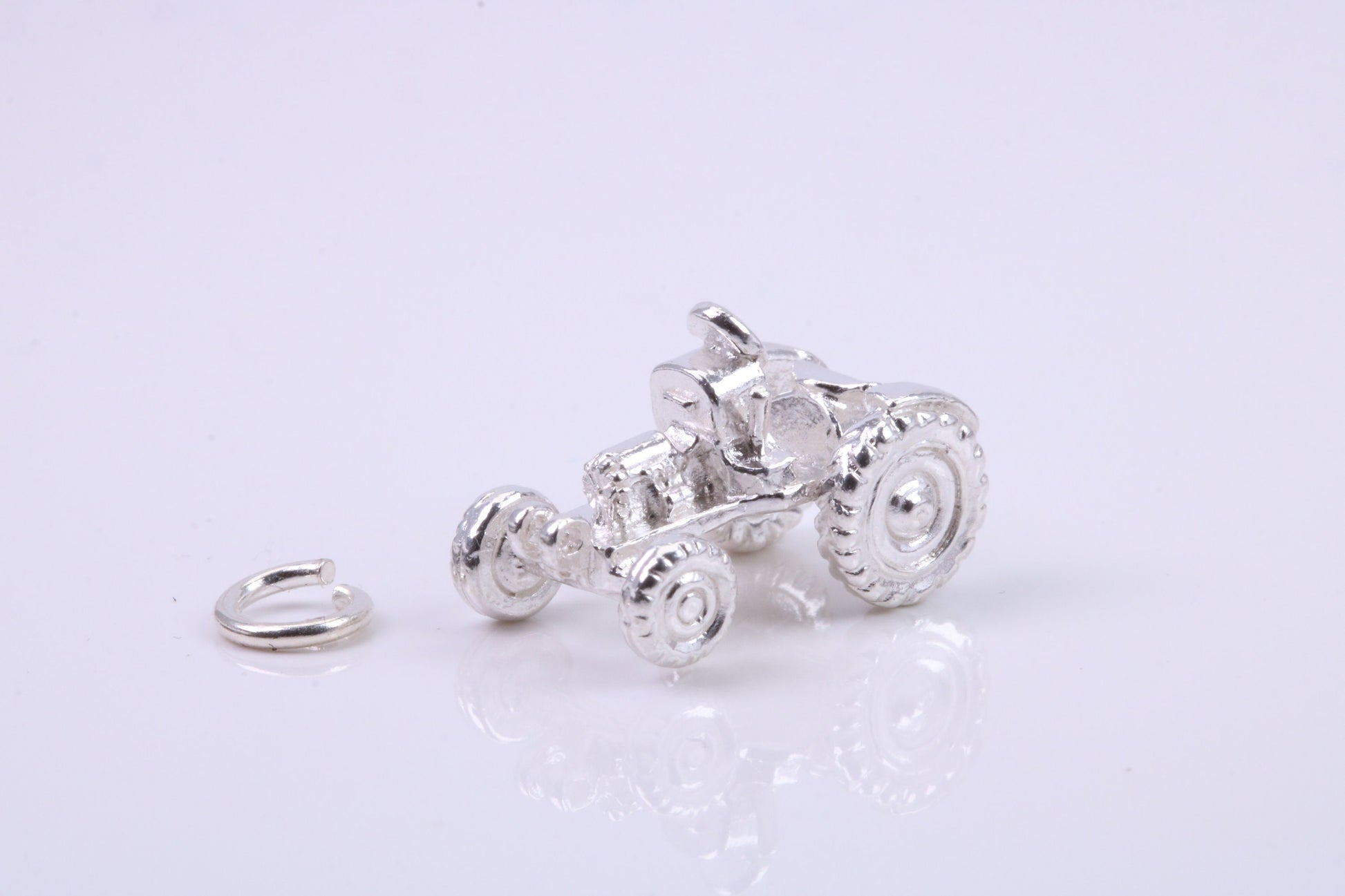 Farm Tractor Charm, Traditional Charm, Made from Solid 925 Grade Sterling Silver, Complete with Attachment Link