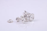 Farm Tractor Charm, Traditional Charm, Made from Solid 925 Grade Sterling Silver, Complete with Attachment Link