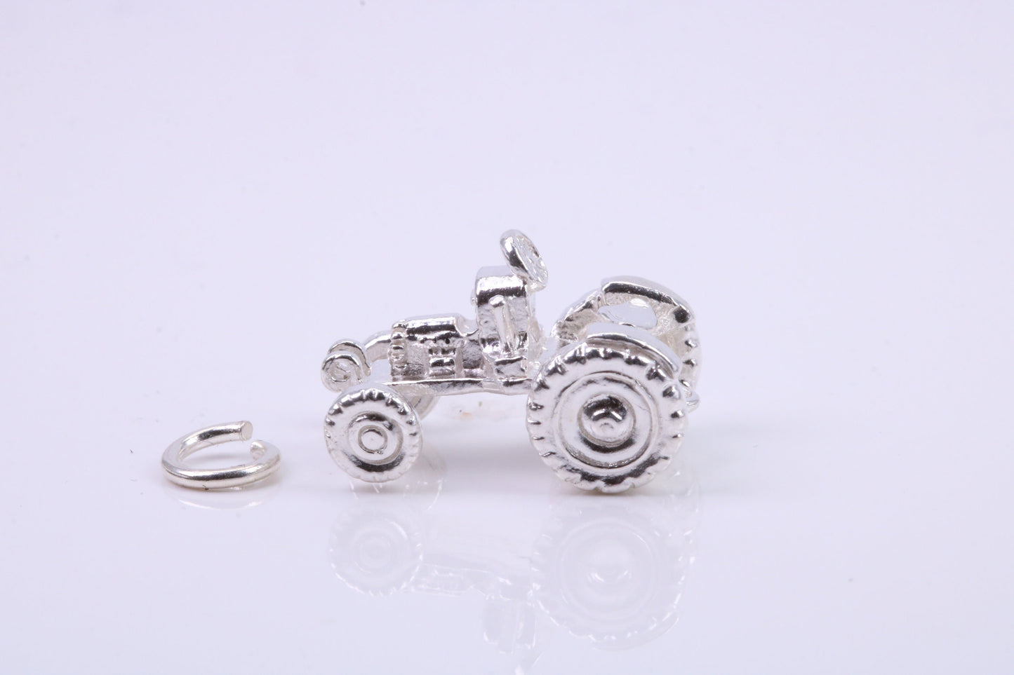 Farm Tractor Charm, Traditional Charm, Made from Solid 925 Grade Sterling Silver, Complete with Attachment Link