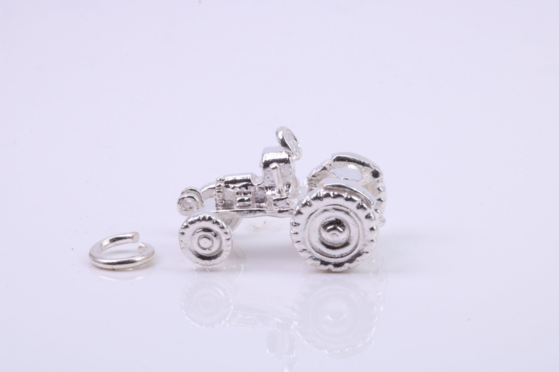 Farm Tractor Charm, Traditional Charm, Made from Solid 925 Grade Sterling Silver, Complete with Attachment Link