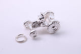 Farm Tractor Charm, Traditional Charm, Made from Solid 925 Grade Sterling Silver, Complete with Attachment Link