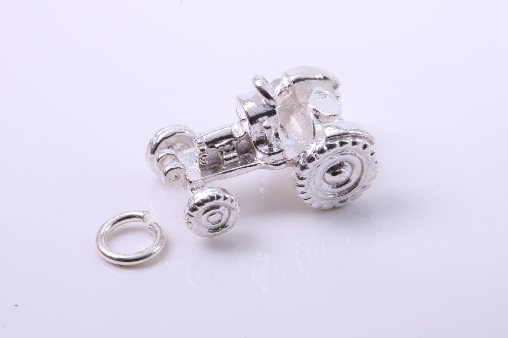 Farm Tractor Charm, Traditional Charm, Made from Solid 925 Grade Sterling Silver, Complete with Attachment Link