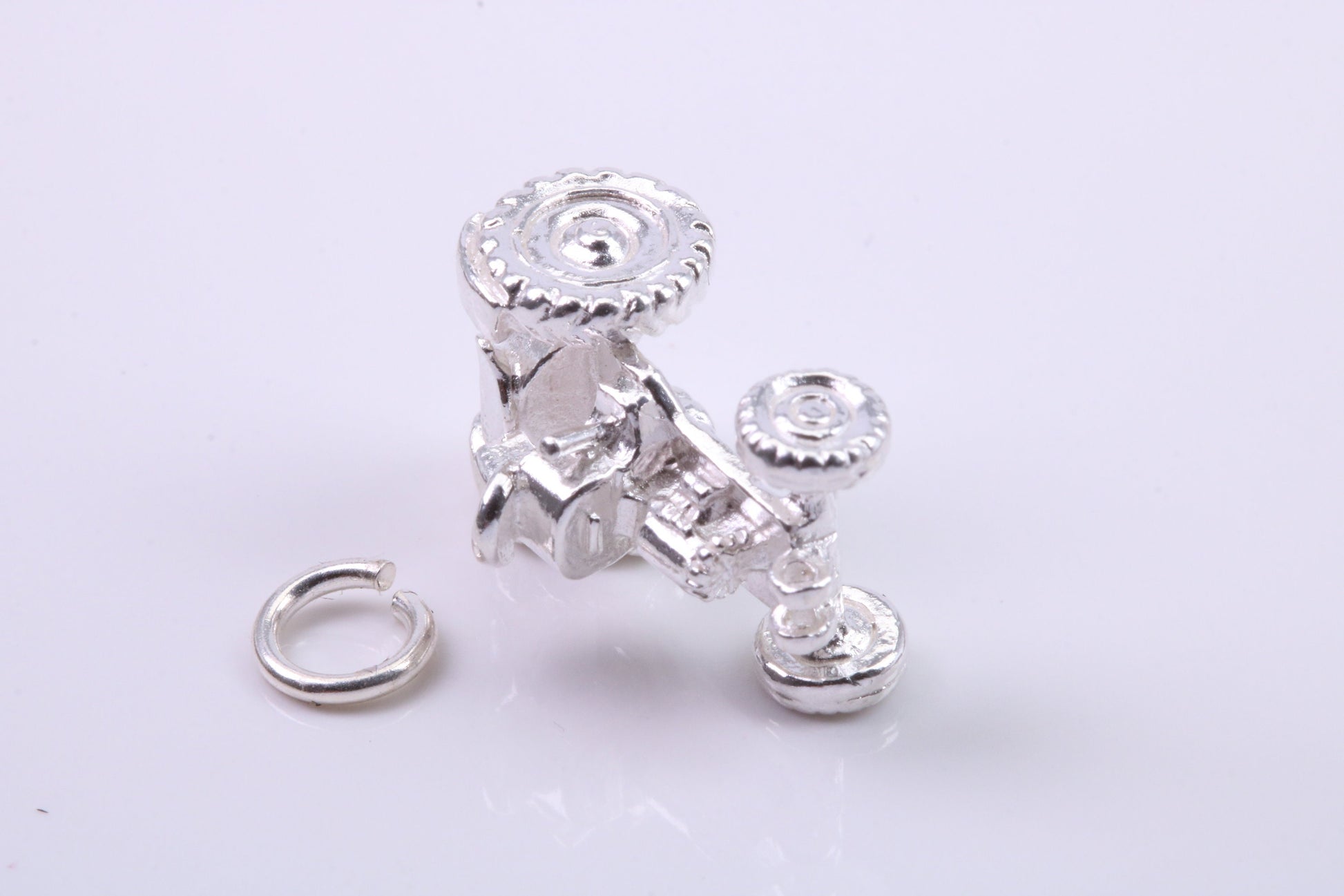 Farm Tractor Charm, Traditional Charm, Made from Solid 925 Grade Sterling Silver, Complete with Attachment Link