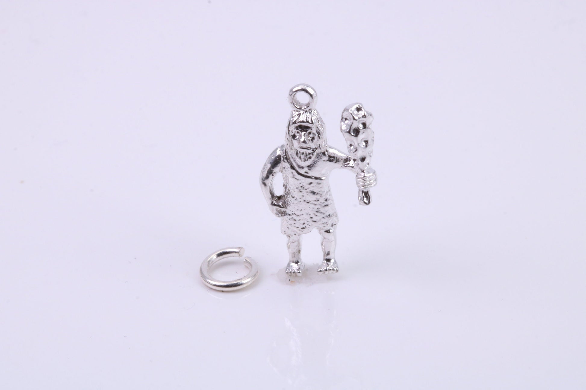 Caveman Charm, Traditional Charm, Made from Solid 925 Grade Sterling Silver, Complete with Attachment Link