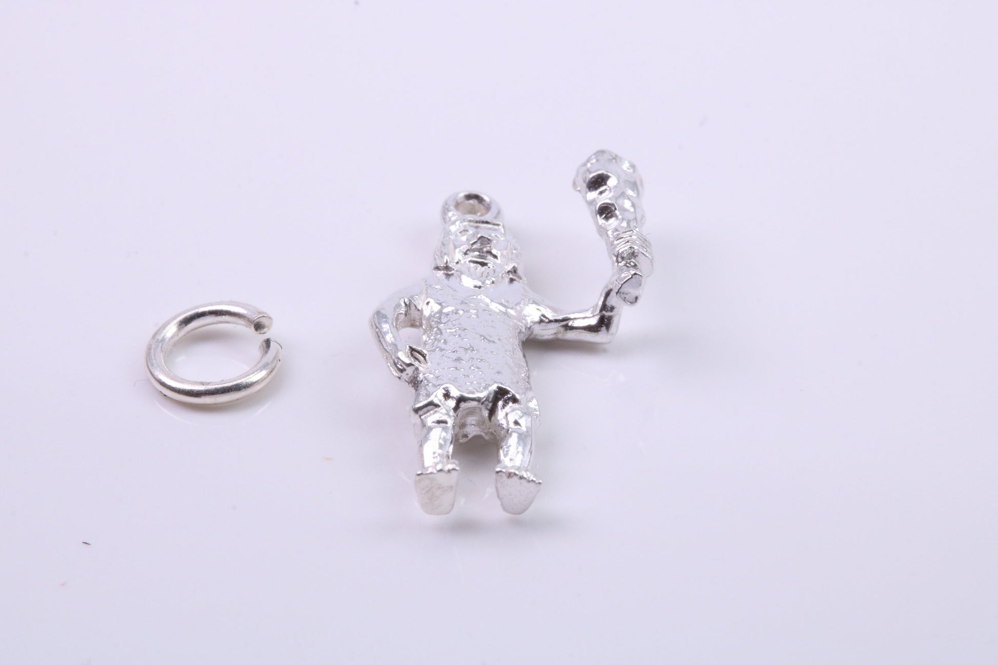 Caveman Charm, Traditional Charm, Made from Solid 925 Grade Sterling Silver, Complete with Attachment Link