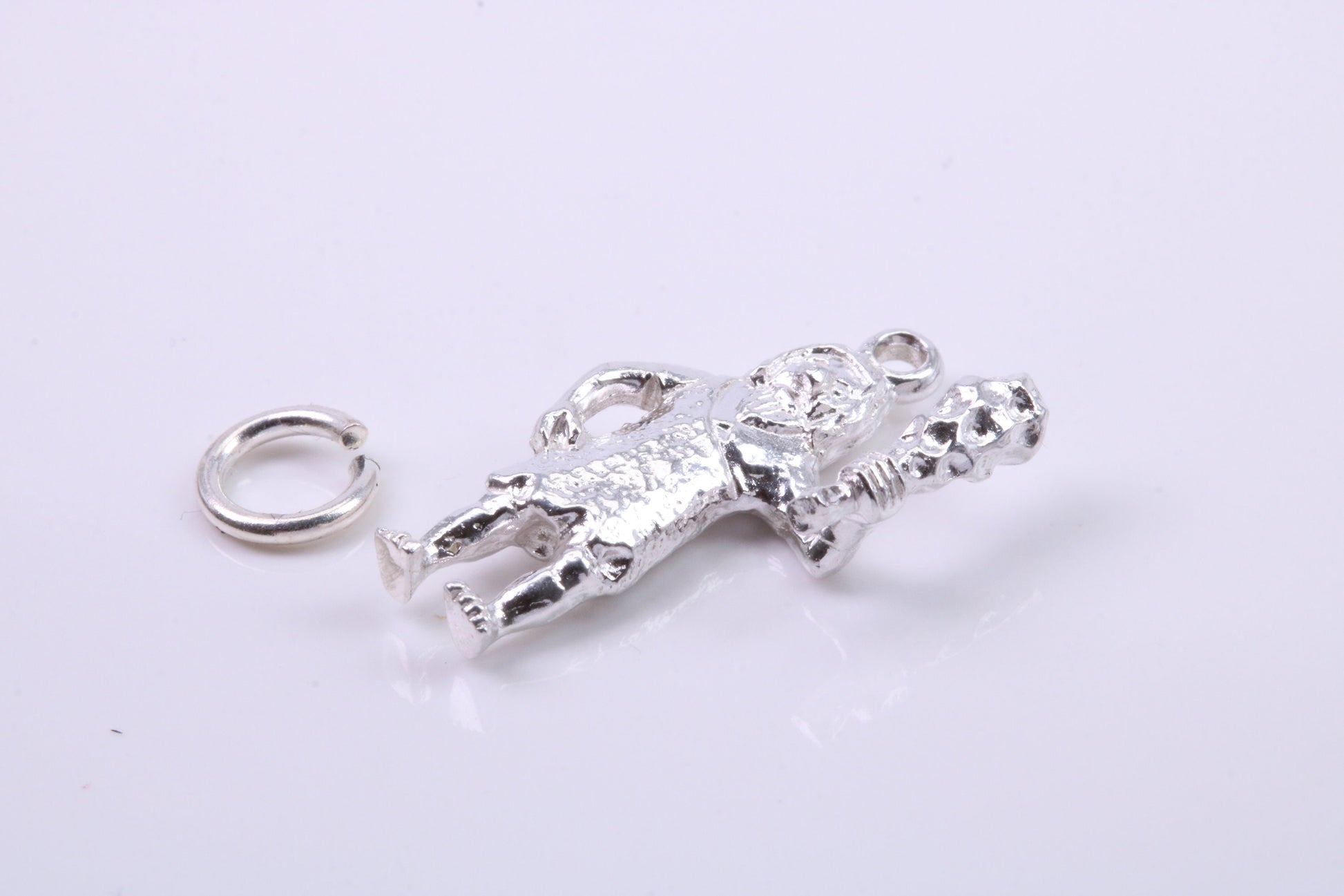 Caveman Charm, Traditional Charm, Made from Solid 925 Grade Sterling Silver, Complete with Attachment Link
