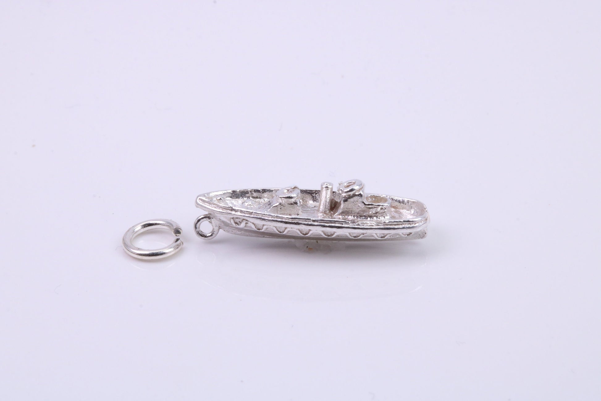 Speed Boat Charm, Traditional Charm, Made from Solid 925 Grade Sterling Silver, Complete with Attachment Link