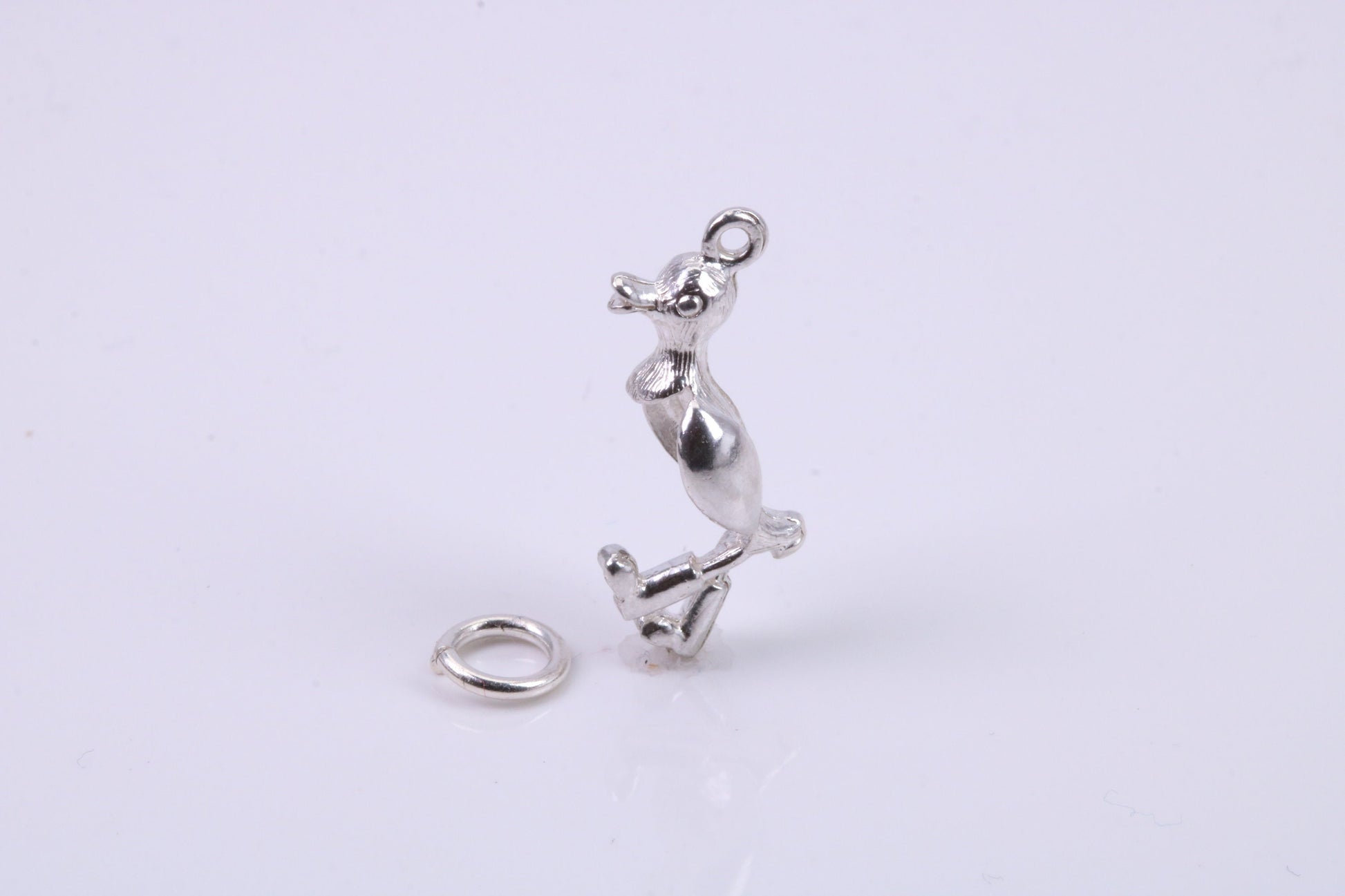 Walking Duck Charm, Traditional Charm, Made from Solid 925 Grade Sterling Silver, Complete with Attachment Link