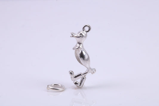 Walking Duck Charm, Traditional Charm, Made from Solid 925 Grade Sterling Silver, Complete with Attachment Link