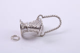 Basket Charm, Traditional Charm, Made from Solid Cast 925 Grade Sterling Silver, Complete with Attachment Link